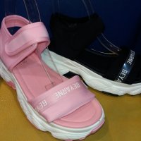 Дамски спортни сандали LADYSTAR, пудра и черно, снимка 2 - Сандали - 33828845