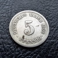Стара монета 5 пфенига 1908 г. буква  F - Германия -топ цена !, снимка 10 - Нумизматика и бонистика - 39779148