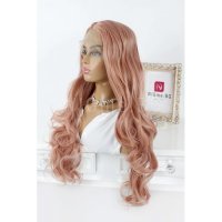 Дълга чуплива розова лейс фронт перука Салма, снимка 6 - Аксесоари за коса - 35741622