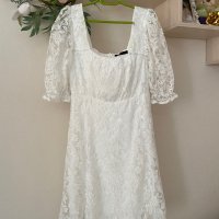 Нова кокетна кукленска елегантна буфан ръкав бяла дантела бяла дантелена  рокля , снимка 10 - Рокли - 41943627