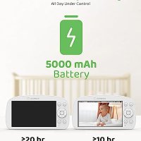 Нов WiFi бебешки монитор с вътрешна камера 1080P HD 5000mAh Бебефон, снимка 5 - Бебефони - 42350486
