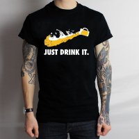 Мъжки тениски JUST DRINK IT! Поръчай модел с твоя идея! , снимка 1 - Тениски - 26410090