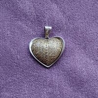 златна висулка с камъни- сърце- 14 карата- 585- Ново- медальон, снимка 8 - Колиета, медальони, синджири - 42547385