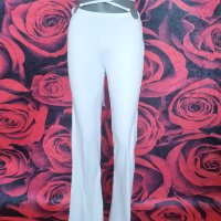 Sinsay Бял еластичен панталон с халки и връзки С/М, снимка 1 - Панталони - 41443605