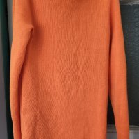Продавам вълнена фанела с висока яка поло пуловер  Оранжева  , снимка 3 - Блузи с дълъг ръкав и пуловери - 42280123