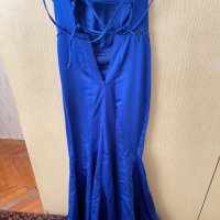 Синя сатенена бална рокля, размер s, xs, снимка 2 - Рокли - 35840972