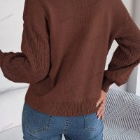 Небрежен едноцветен дамски плетен пуловер с квадратно деколте, 3цвята - 023 , снимка 12 - Блузи с дълъг ръкав и пуловери - 42237722