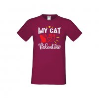 Мъжка тениска Свети Валентин My Cat Is My Valentine 1, снимка 5 - Тениски - 35715778