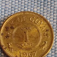 Екзотична монета 1 цент 1967г. Гвиана рядка за КОЛЕКЦИОНЕРИ 31634, снимка 1 - Нумизматика и бонистика - 44396010