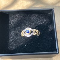 златен пръстен със сапфир, снимка 1 - Пръстени - 44492450