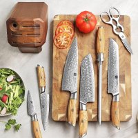 Сет от професионални ножове,XINZUO 5-Piece Knife Block Set, 73 Layers Damascus Powder Steel , снимка 6 - Прибори за хранене, готвене и сервиране - 44146822