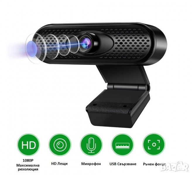  Web Full HD уеб камера с микрофон за компютър TV Box, снимка 1