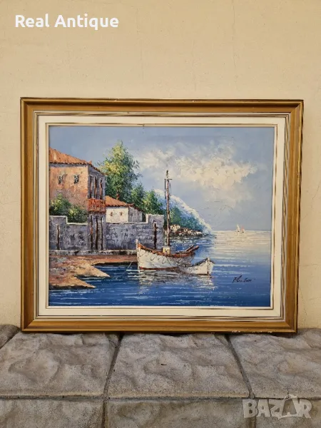 Антикварна авторска майсторска картина масло върху платно , снимка 1