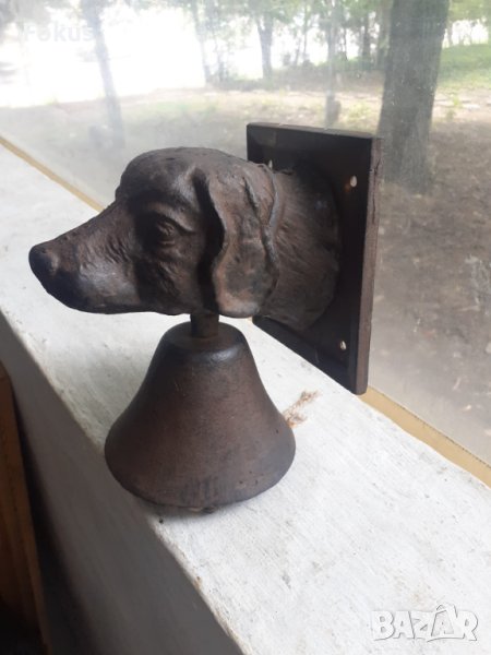 Уникално чугунено куче с камбана за врата или порта, снимка 1