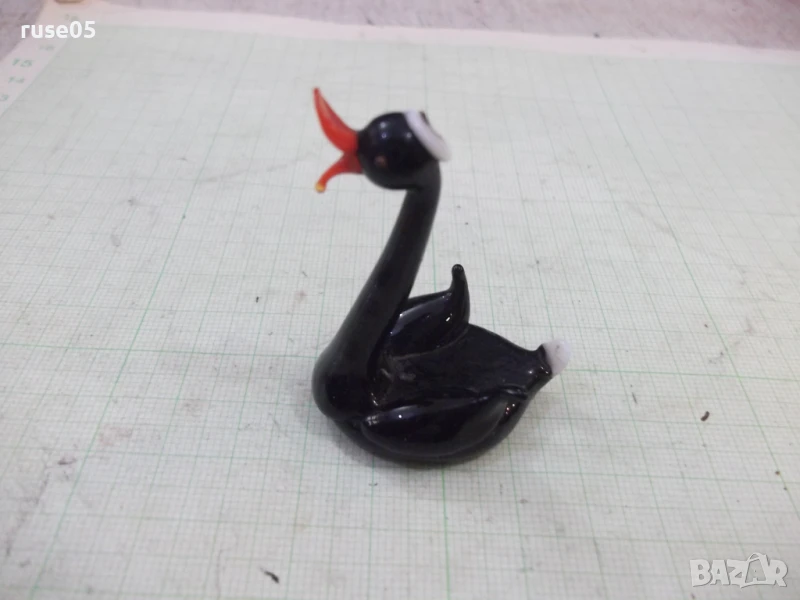 Фигура "Черен лебед" стъклена, снимка 1