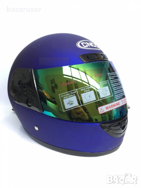 Нова Каска за Мотор с Двоен Визьор Синя Мат А-23, снимка 1