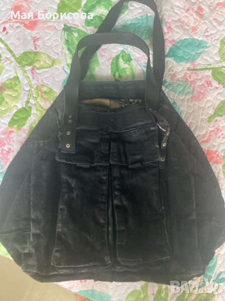 Уникална деним дамска чанта с винтидж ефект, снимка 1