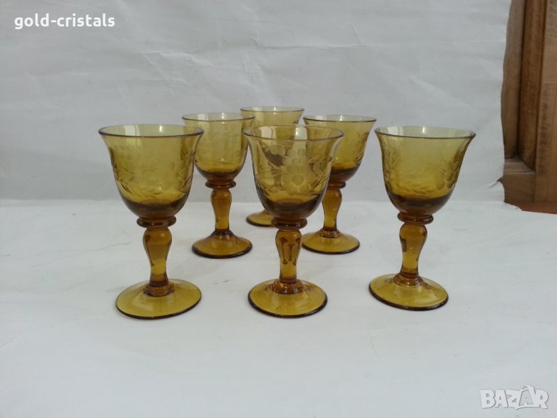 Ретро стъклени чашки цветно стъкло, снимка 1