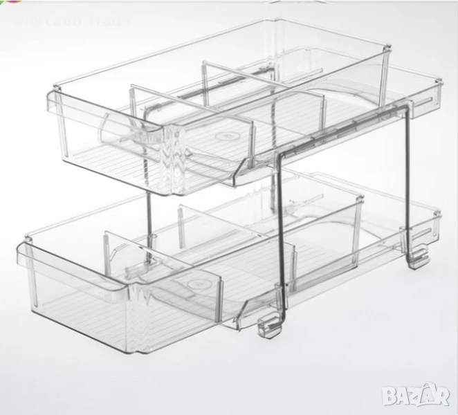 Органайзер 2 нива Mercado Trade, За кухня, баня, Прозрачен, снимка 1