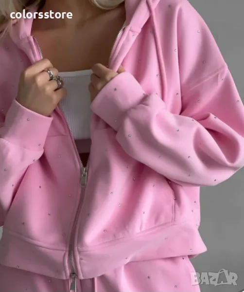Дамски комплект с камъчета Shiny pink, снимка 1