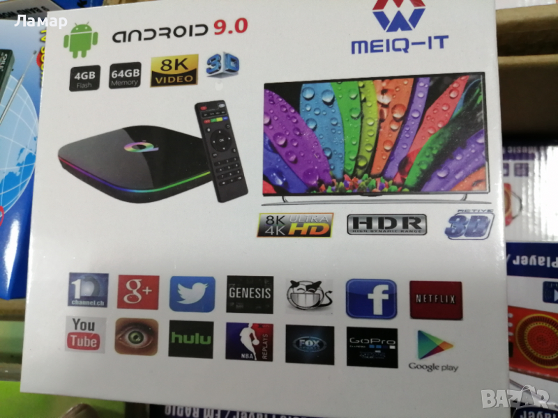 Мултимедиен смарт TV BOX/ТВ БОКС/MEIQ-IT Android9 8K видео 4BG RAM 64GB памет, снимка 1