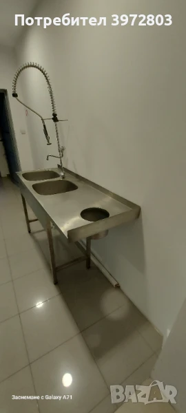 Професионална мивка от хром- никелова стомана с душ батерия, снимка 1