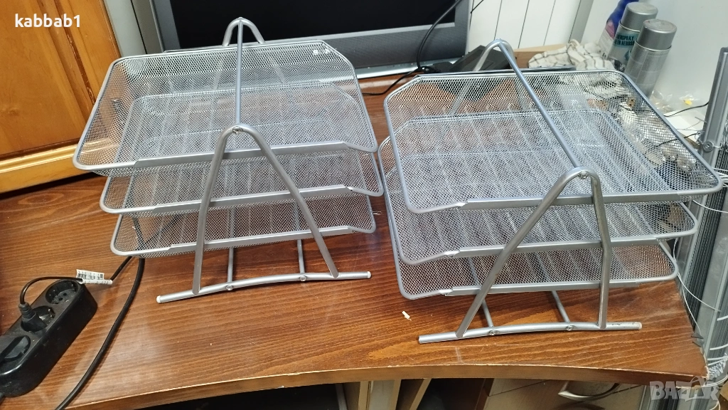 Поставка за документи - Метален органайзер за документи с 3 рафта, снимка 1