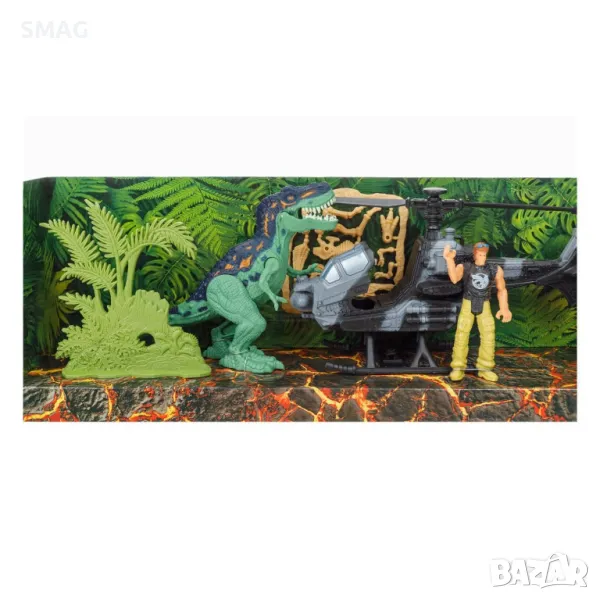Комплект за игра с динозаври с хеликоптер и фигури S_1208595, снимка 1