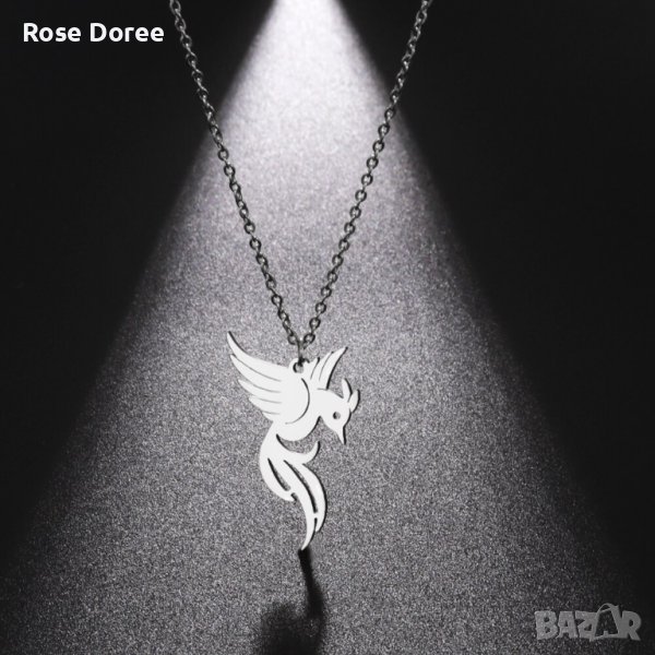 RD 484 Феникс колие в сребристо медицинска стомана жар птица подарък безплатна доставка, снимка 1