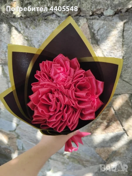 Букет от 3 сатенени далии, снимка 1