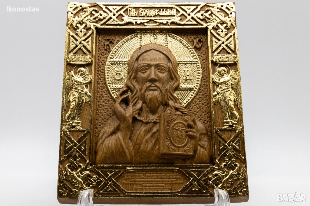 Релефна икона на Исус Христос – позлатена, снимка 1