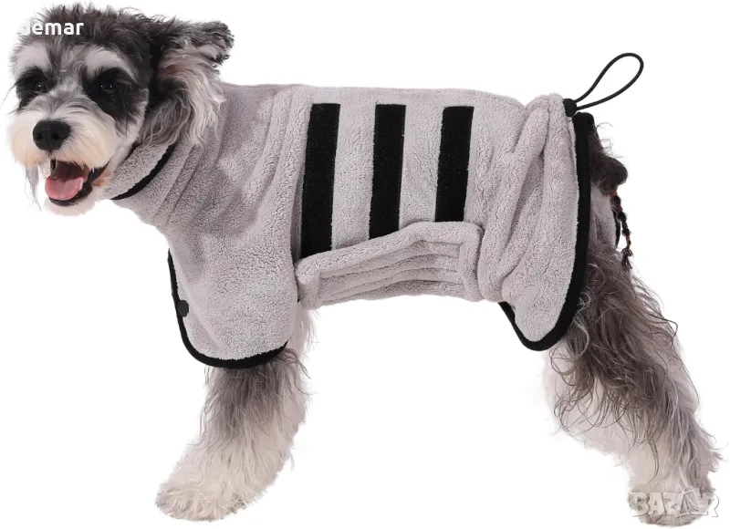 Микрофибърен халат за домашни любимци, Регулируема яка и каишка за корем, размер М, снимка 1