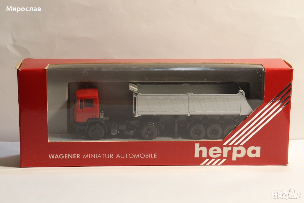 HERPA H0 1/87 MAN САМОСВАЛ ГОНДОЛА КАМИОН МОДЕЛ, снимка 1