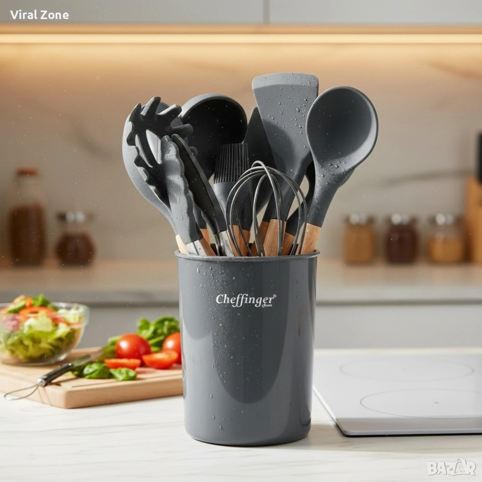 Комплект 12 части кухненски прибори със стойка Cheffinger , снимка 1