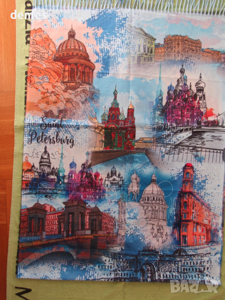 Фин двулицев шал с принт кашмир и вълна от Сант Петербург,Русия, снимка 1