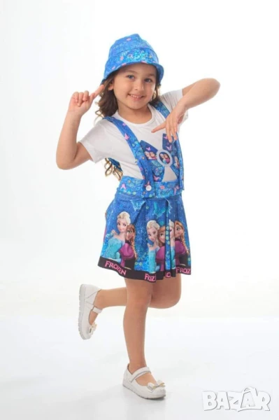 Детски комплект за момиче Блузка, сукманче и шапка на едро, снимка 1