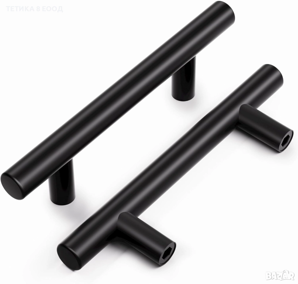 Комплект 25 бр. черни дръжки за мебели Vepagoo, кухненски шкафове, 102 мм, снимка 1