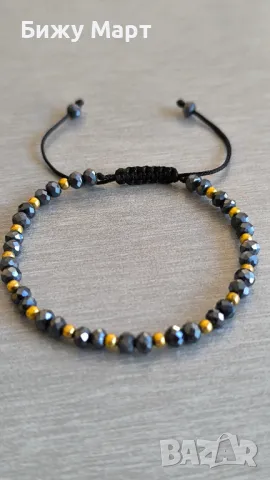 Гривна на конец със кристали и златна мъниста , снимка 3 - Гривни - 50385145