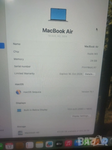 MacBook Air 13.6 M3, снимка 5 - Лаптопи за работа - 53872737