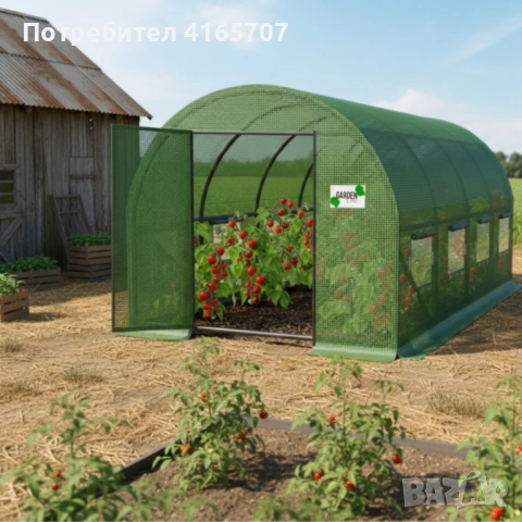 Градинска оражнерия с врата на панти - здрава и стабилна конструкция 6 х 3 х 2м, снимка 3 - Оранжерии - 53650500
