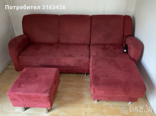 Червен ъглов диван с електрическа част, снимка 2 - Дивани и мека мебел - 36002772