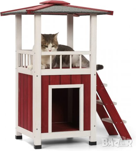 Двуетажна дървена къща за домашен любимец / къща за котки CHW2042010R1 в За  котки в с. Първомайци - ID39824878 — Bazar.bg