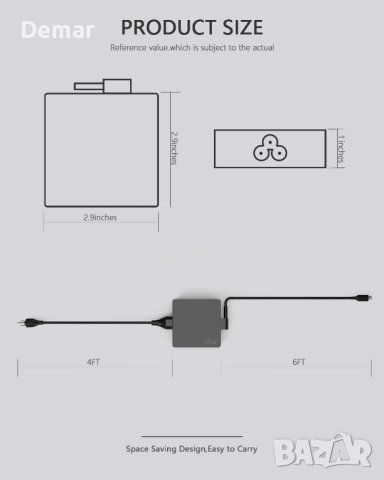 100W USB C зарядно за лаптоп MacBook Lenovo Asus Dell HP Samsung Acer , снимка 2 - UPS захранвания - 41760602