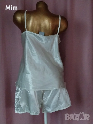 Бял сатенен халат, нощница и топ с шорти, снимка 15 - Нощници - 53472775