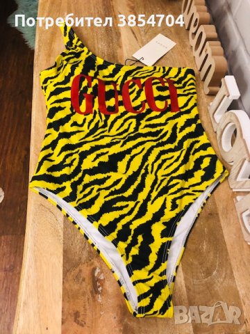 Gucci Yellow Zebra Sparkling One-Piece Swimsuit*Бански Гучи ХС-С*Gucci , снимка 3 - Бански костюми - 42488731