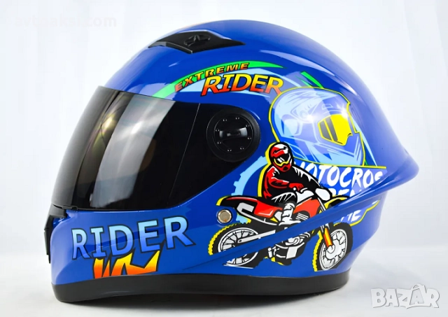 Детска каска Мотор/Мотопед/Вело/Скутер/Атв Шлем 3-ри цвята, снимка 2 - Аксесоари и консумативи - 52431155