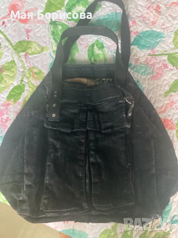 Уникална деним дамска чанта с винтидж ефект