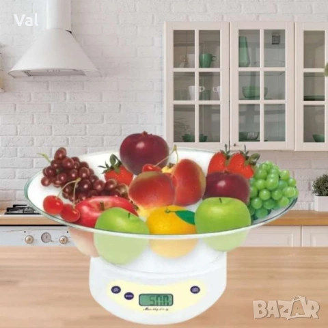 Дигитална кухненска везна, 5кг., купа, батерия, LCD екран, Бял, снимка 6 - Електронни везни - 53850277