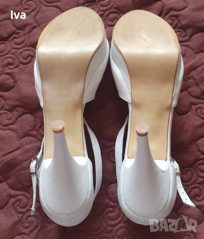 Бели летни официални обувки на ток, 42 размер!, снимка 8 - Дамски обувки на ток - 44792849