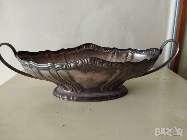 посребрена метална купа,фрукриера арт деко